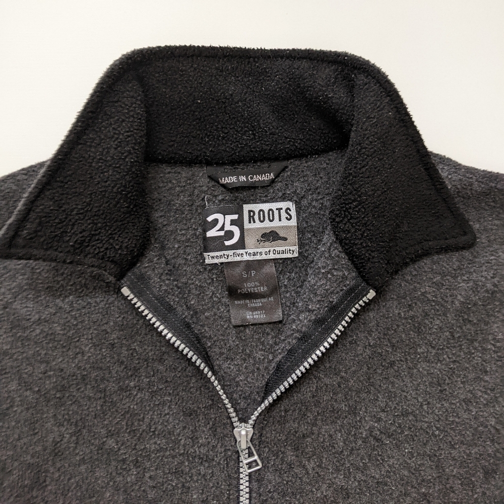 Vintage Roots Fleece Embroidered 1/4 ZipBlack Sweater, Men's Oversized Small - Picture 4 of 6
